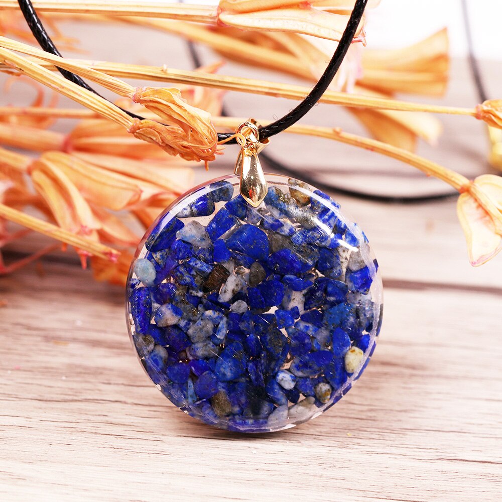 Energy Orgonite Necklace Lapis Lazuli Pendant Healing Emotional Wound Meditation Yoga Jewelry