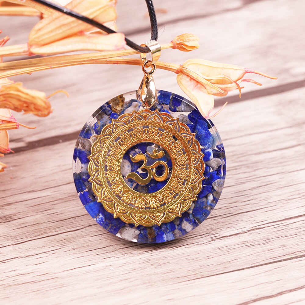 Energy Orgonite Necklace Lapis Lazuli Pendant Healing Emotional Wound Meditation Yoga Jewelry